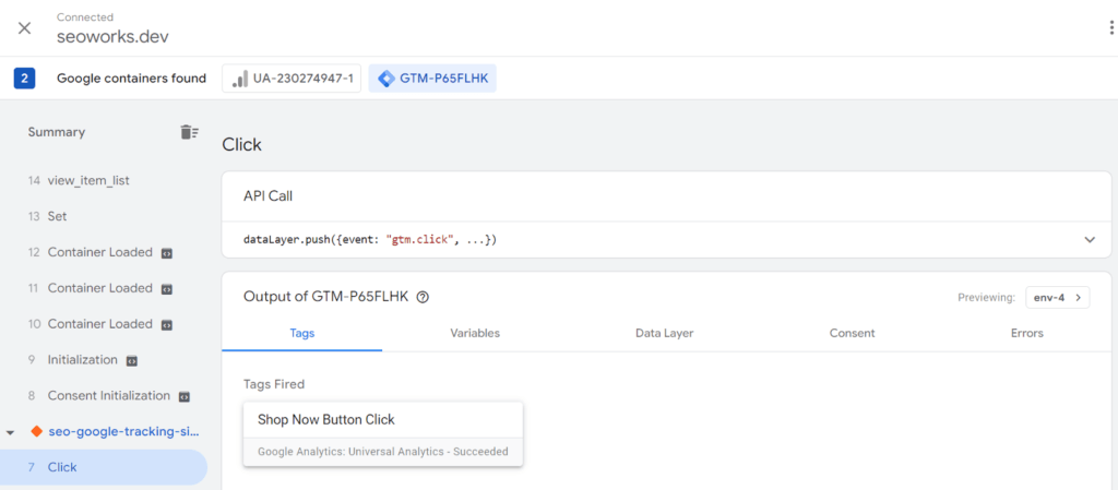 How to set up button click tracking (screenshot step 9)