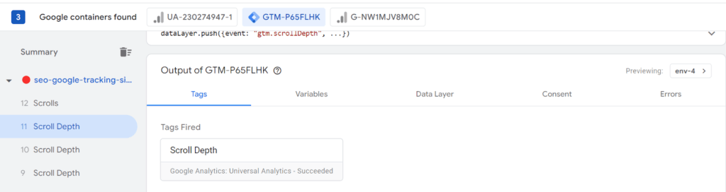 Tracking scroll depth (step 4)
